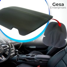 Fits 2015-2020 Ford Mustang Center Console Armrest Vinyl Cover Black Gray Stitch