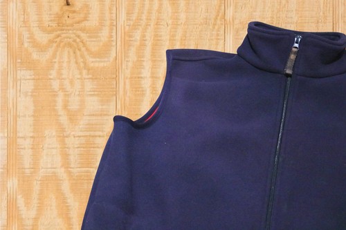 Vintage 90s Nautica Medium Navy Blue Red Full Zip Shirttail Fleece Vest USA Made - Picture 3 of 10