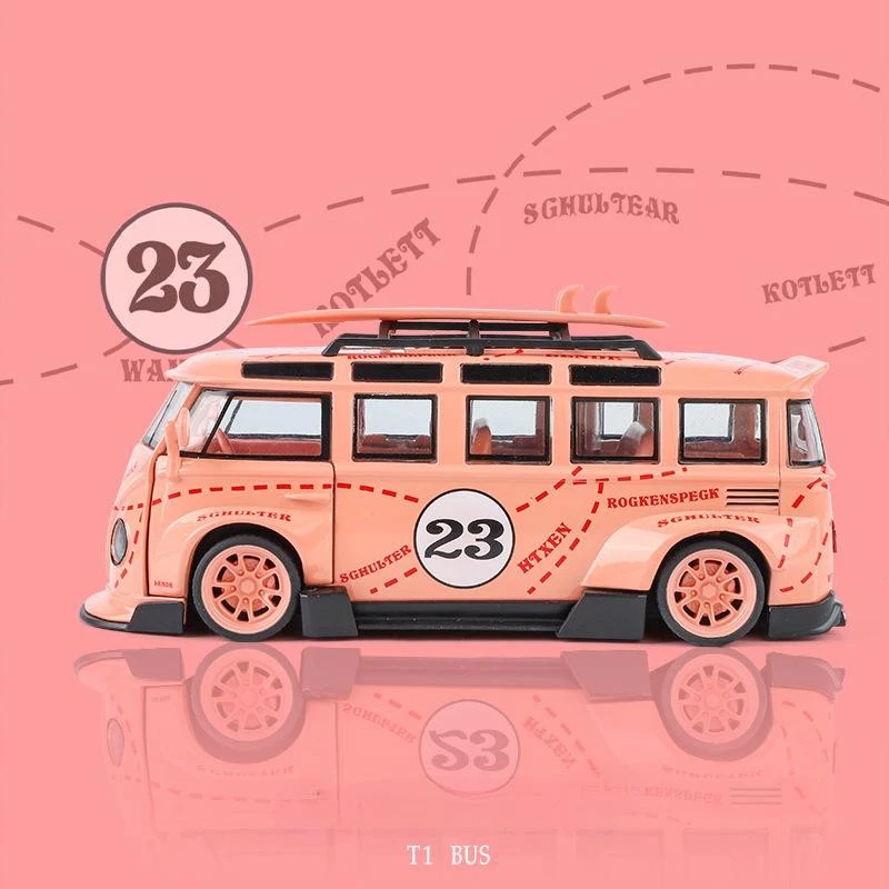 Volkswagen T1 Transporter Modelo Juguete Escala 1:32 con Luz de Sonido Autobús para Niños Gif Foto 4 de 4