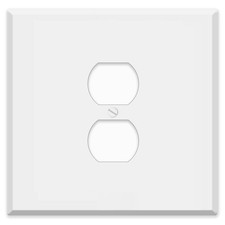 Oversized White Metal Outlet Covers, 2 Gang With Single Duplex Receptacle, 5.5"