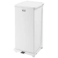 Rubbermaid Commercial Defender Square Step-On Trash Can 13 gal White FGST24EPLWH