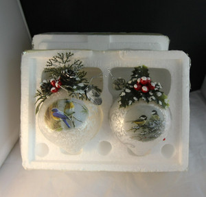 Wildlife Birds Hautman Brothers Glass Winter Ornaments New in Box