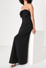 NWT Lulus Gorgeous Stunner Black Strapless Bow Maxi Dress Wedding Formal Size XL