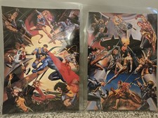 1995 Marvel Versus DC Promo Set (2) • Fleer SkyBox Dealer Ex • X-Men vs Avengers