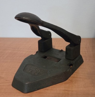 Antique Vintage Cast Iron 2 Hole Paper Punch - Punch=Rite No.24 - Works