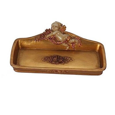 Vintage Tray Antique Trinket Dish, Small Rectangular, Ring Ivory and Gold-angel