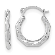 14K White Gold Polished Twist Hoop Earrings L-12.99mm, W-11.14mm