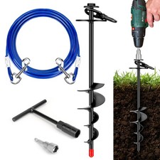 Dog Tie Out Stake, Heavy Duty 360 Swivel Dog Outside Lead Cable, Screw in S