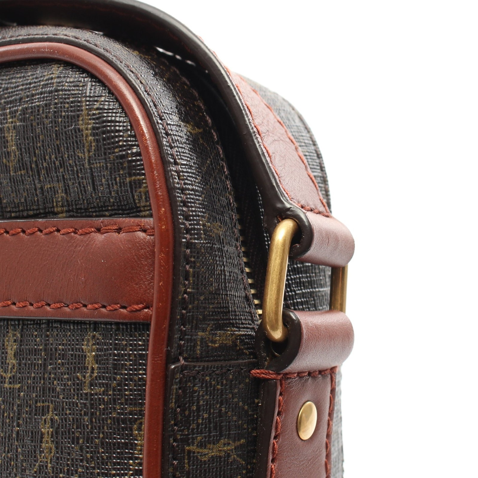 【Borsa】 SAINT LAURENT PARIS Monogram Borsa Fotocamera Tracolla PVC Pelle Marrone Scuro