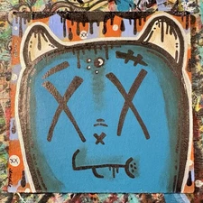 Ghostgrl Graffiti Art ORIGINAL Street Outsider 4x4 PAINTING Pop Modern Cartoon