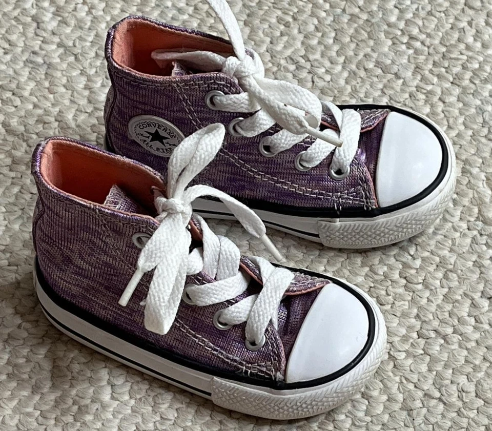 Tênis Converse All Star infantil bebê menina tamanho 5 roxo cano alto Hi - Imagem 4 de 4