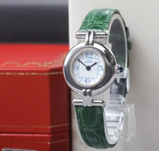 Vintage [Exc+5] Cartier Must Colisee Vermeil 2411 Silver Green Women's Qz Watch