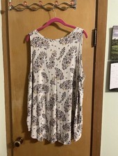 Womens Sleeveless Tank Top Tan Floral Print, ...