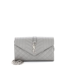 Saint Laurent Classic Monogram Chain Wallet Mixed Matelasse Leather Medium