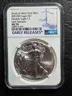 2021 W American Silver Heraldic Eagle T-1, Early Rel. NGC Graded a Perfect MS 70