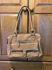 Pretty and Practical BUENO Satchel Hand Bag- Tan/Leather