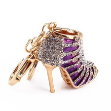1 X Crystal Rhinestone Key Chain High Heels Pendant Keyring Gift For Girls Use