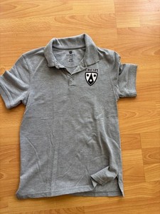 CRESPI Carmelite High School Boys Gray Short Sleeve Uniform Shirt Size YL 12