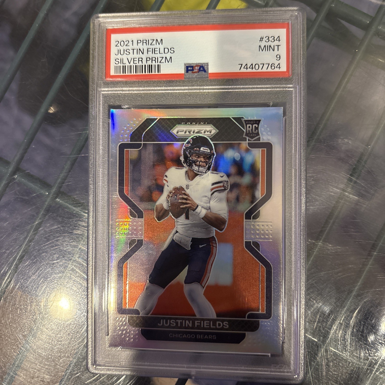 Justin Fields #334 2021 Panini Prizm Silver Prizm RC – PSA Mint 9