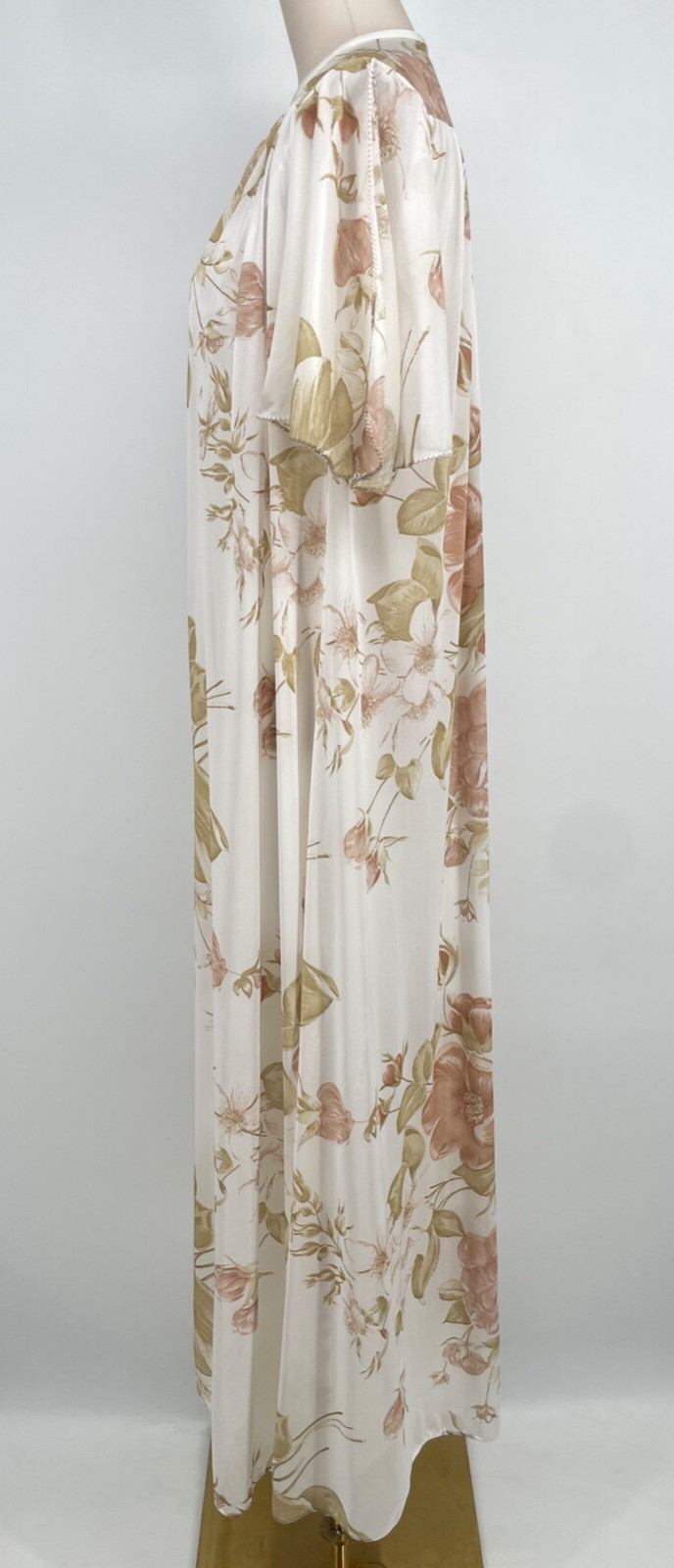 ILISE STEVENS Pegnoir Set womens L lace Nightgown floral Robe 100% nylon 2 piece