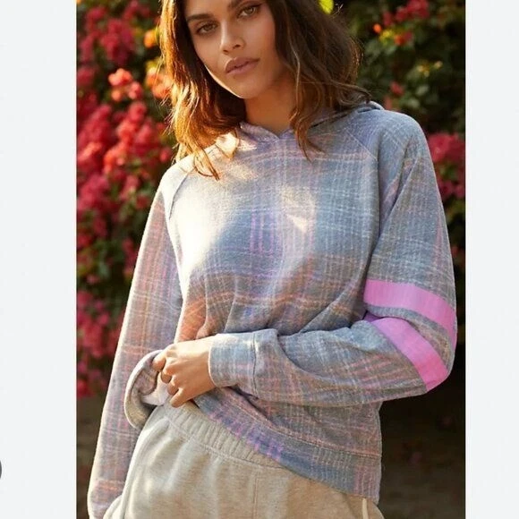 Sundry Plaid Hoodie Size Small VGUC