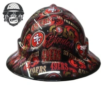 Custom Hydrographic Safety Hard Hat GOLD BLOODED 49ERS PRO CHOICE WIDE BRIM