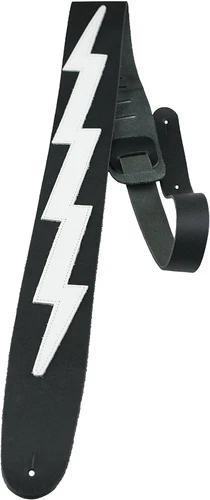 The Famous Collection Guitar Strap – Bowie Style Lightning Bolt, Leather, Adjust