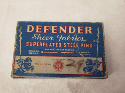 Vintage DEFENDER Superplated Steel Pins Box Assorted Pins | eBay