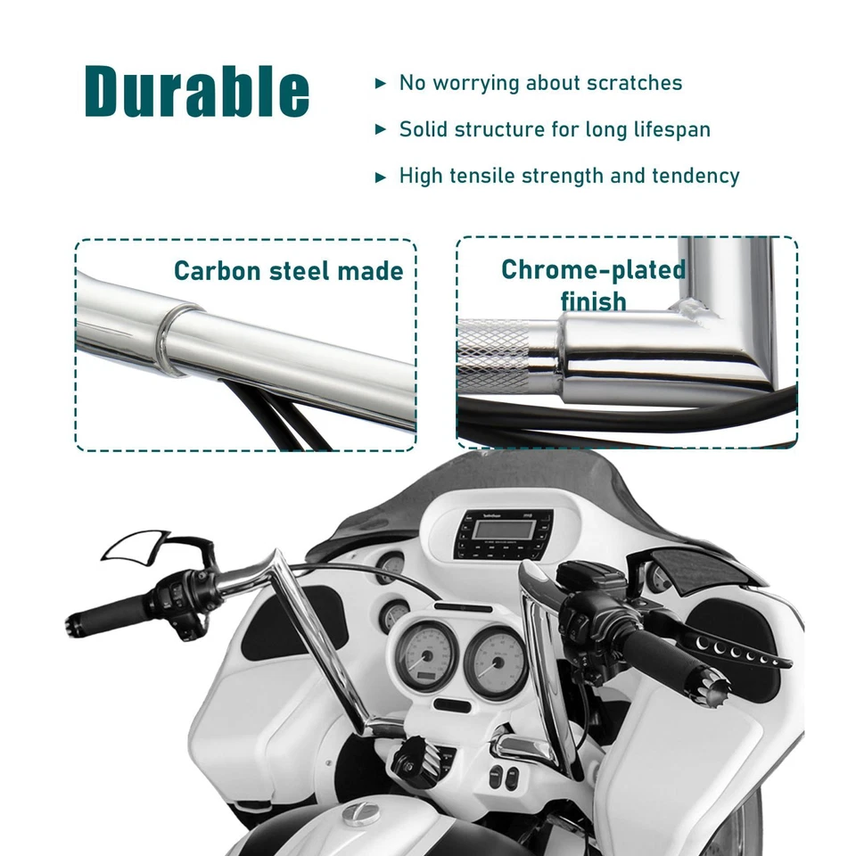 Manillar precableado de 14" para Harley Road King Sportster Dyna Softail 1996-2006 Foto 3 de 4
