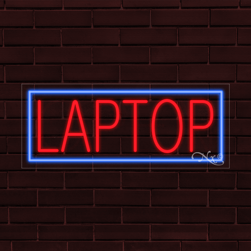 NEW "LAPTOP" w/BORDER 30x12x1 INCH LED FLEX WINDOW/WALL INDOOR SIGN 30488 - Picture 1 of 1