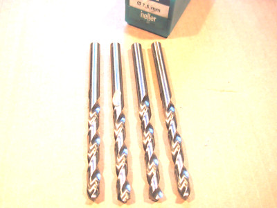 7.5 mm Metal Drill Bits German Heller HSS-R DIN 338 RN (Packet of 4)