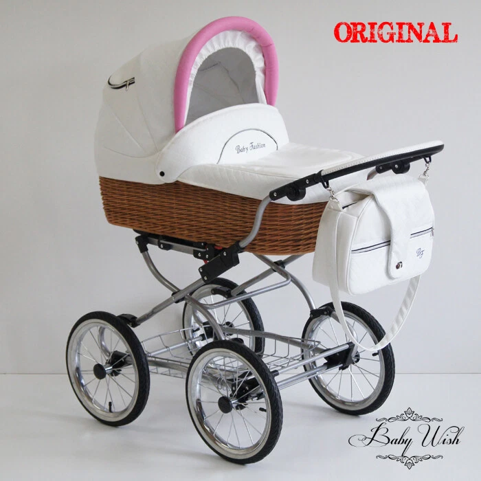 SCARLETT Wicker,Pram Baby Fashion 3in1 CARRYCOT+STROLLER+CAR SEAT+FREE RAINCOVER
