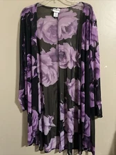 Collections Etc Purple & Black Sheer Long Sleeved 