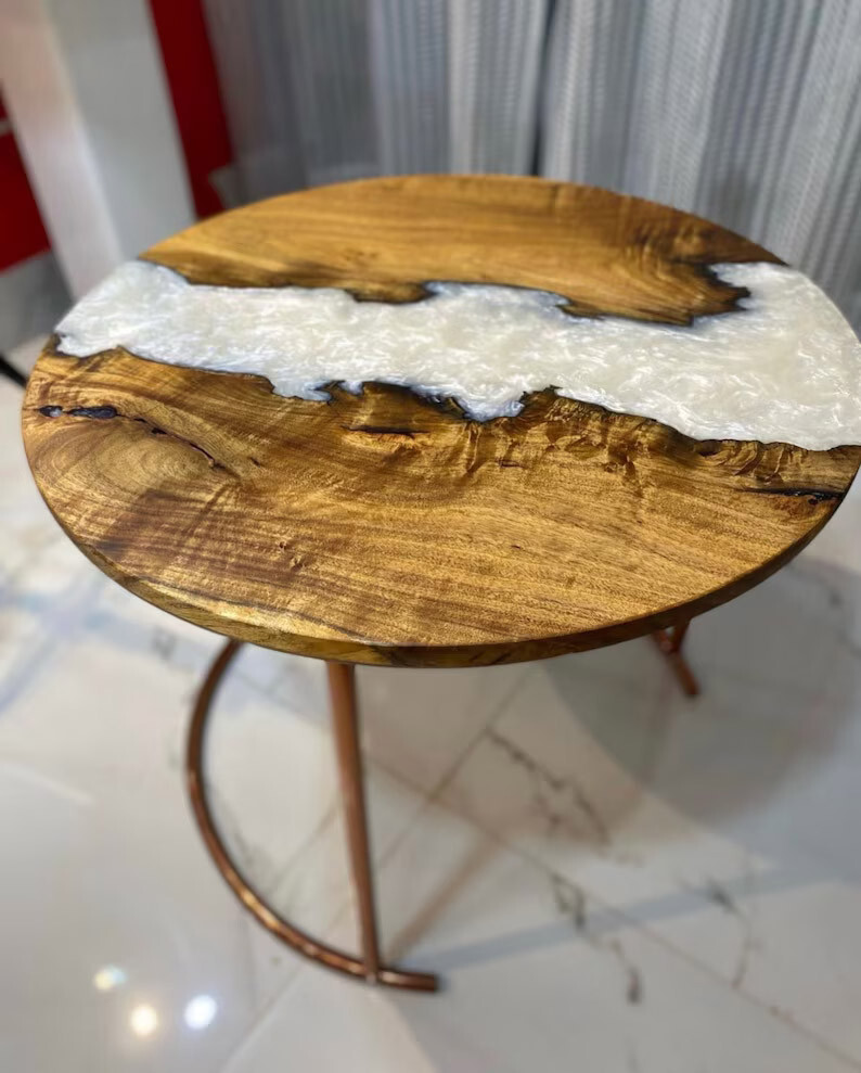 White Epoxy Resin Coffee Table Top For Kitchen & Office Decor