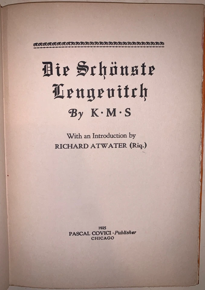 SIGNED BY AUTHOR, 1st Ed, 1925, DIE SCHONSTE LENGEVITCH, by Kurt M Stein, GERMAN - Image 4 of 4
