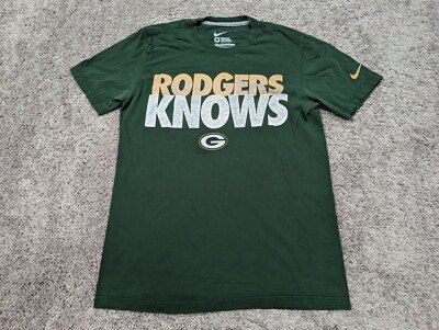 Rodgers Knows T Shirt Mens Medium Green Nike Packers NFL