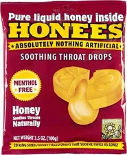 Honees Honey Filled Cough Drops - 20-Piece Single Pack Menthol-Free Lozenges | |
