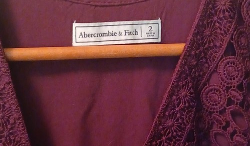 Abercrombie Fitch Burgundy Lined Lace V Neckline Sleeveless Dress Size 2 - Picture 11 of 15