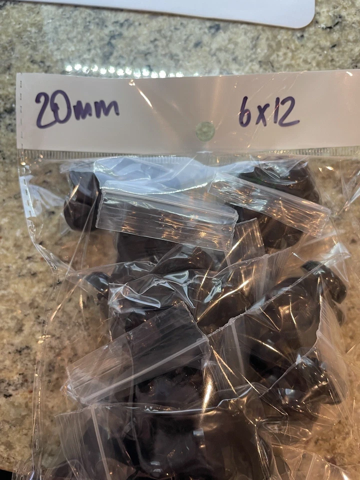 6pcs X 20mm Black Round Shank Buttons Half Dome Leather Tuff Style Shiny Finish - Image 4 of 4