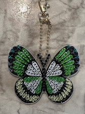 Diamond Painted Keychain / Ornament Green Butterfly