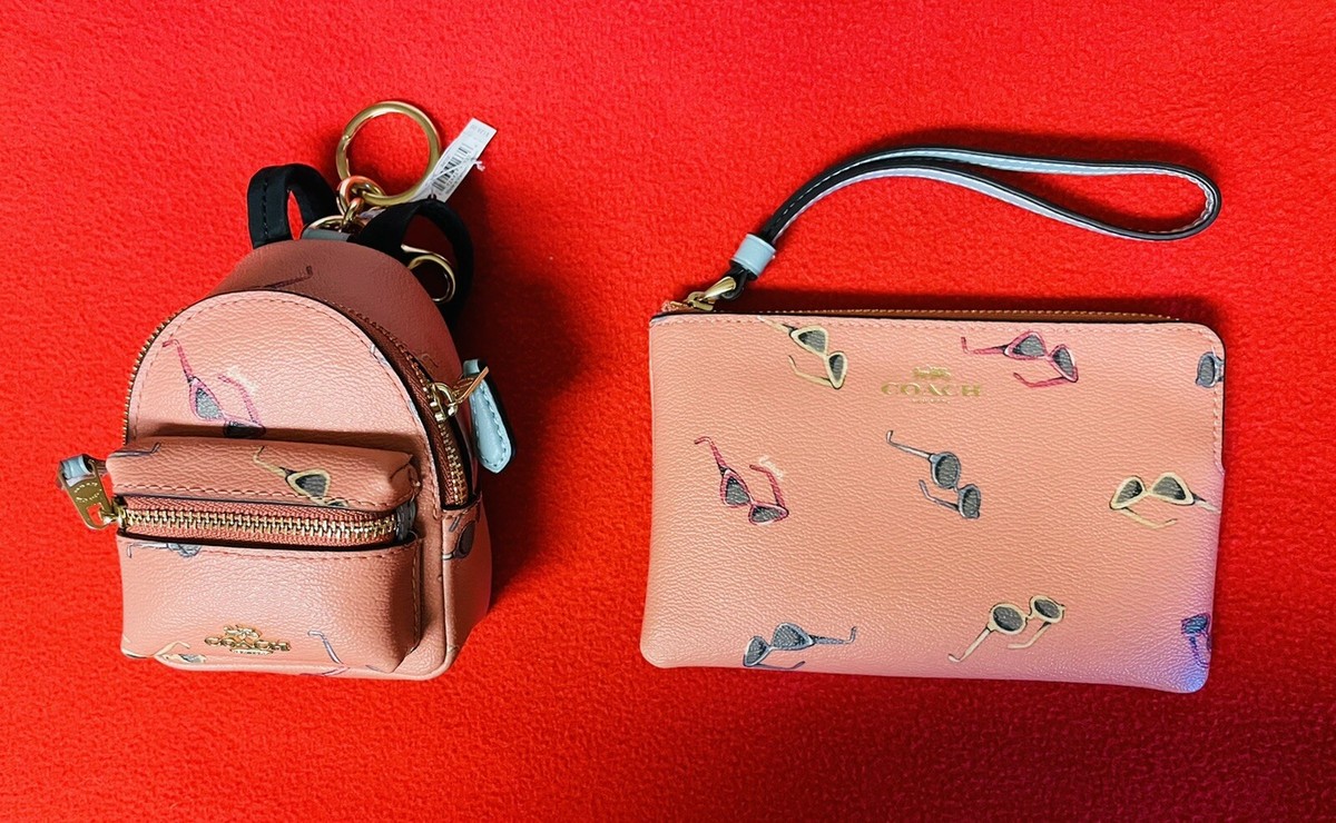 Coach Coral Pink Sunglasses Print Leather Backpack with Gold Hardware Coach Court Backpack Coral Pink 5666 IMFUS | eBay main image 2