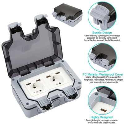 Heavy Duty ABS Waterproof Electrical Socket IP66 Outdoor Wall Mounted 16A