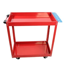 400 LBS Workshop Tool Cart on Wheels 2 Tier Rolling Utility Cart Service Cart