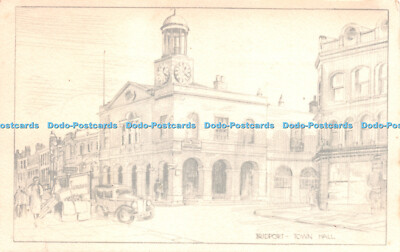 R242307 Bridport Rathaus Litho von Hine