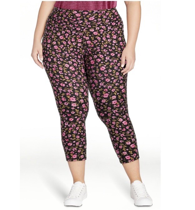 Terra and Sky Tossed Ditsy High Rise Capri Leggings 3X (24W-26W) NWT
