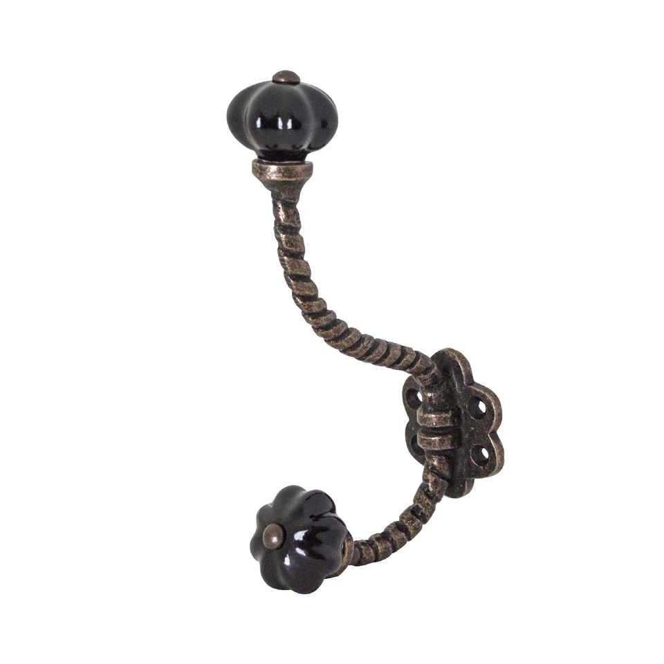 Garderobe Haken Shabby Keramik Eisen Wandhaken Kleiderhaken weiß schwarz grau - Bild 4 von 4