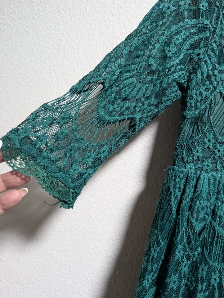 Vestido de Vacaciones Trish Scully Niñas Talla 7 Verde Encaje Superpuesto Boda Navidad  Foto 4 de 4