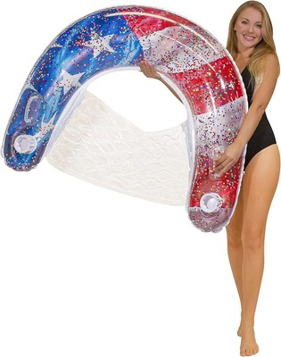 PoolCandy Stars and Stripes Glitter Pool Chair Float, Multicolor