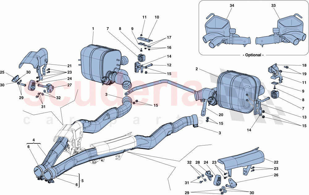 GENUINE FERRARI PART 309363 REAR LH Ferrari California T MUFFLER SILENCER VALVED