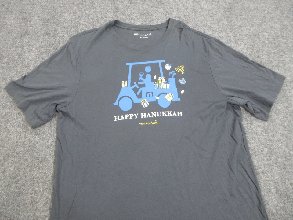 Travis Mathew Shirt Mens Extra Large Gray Lightweight Casual Golf Hanukah Logo - Image 3 of 4